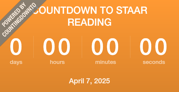 Countdown To Staar Reading Countdown Clock