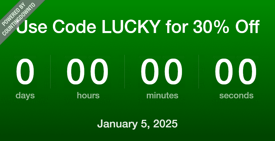Use Code LUCKY for 30% Off
